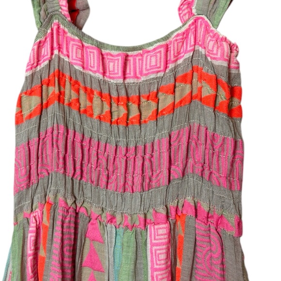 Colorful Ruffle Strap Maxi Dress Medium with Pockets Stretch Flowy - Picture 6 of 9